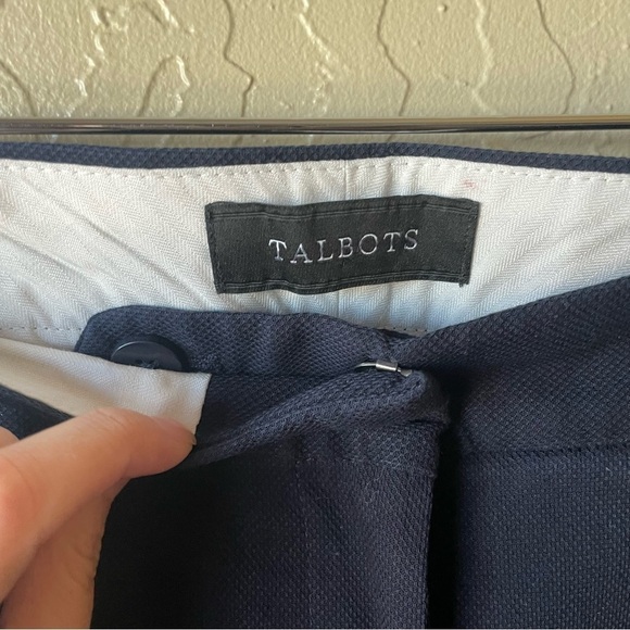 Talbots Slim Crop Scalloped Hem Navy Blue Slacks - Picture 7 of 7